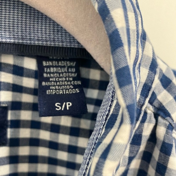 Men’s size small IZOD checkered blue & white Gingham Casual Button Down Shirt - Picture 9 of 16